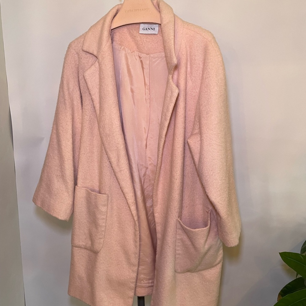 Ganni Blush Pink Wool Coat